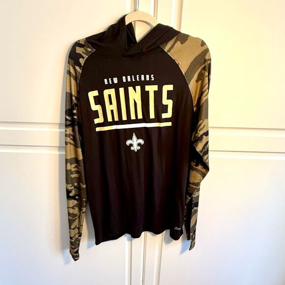NWT Zubaz NFL Men's New Orleans Saints Elevated Lightweight Hoodie with Camo Ac - Picture 2 of 6